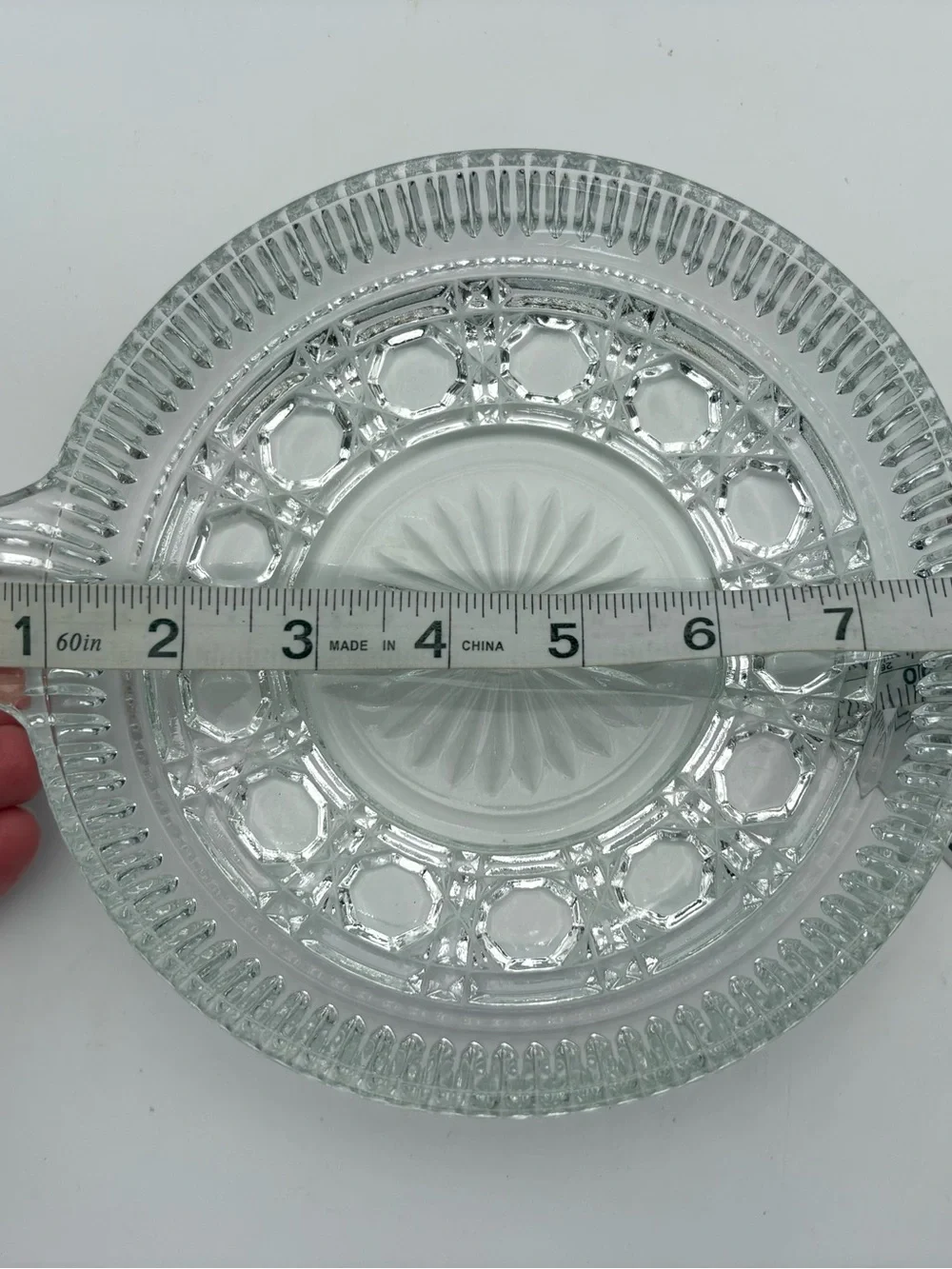 Vintage Federal Glass Windsor Pattern Divided Serving Bowl with Handle - 2 Forks